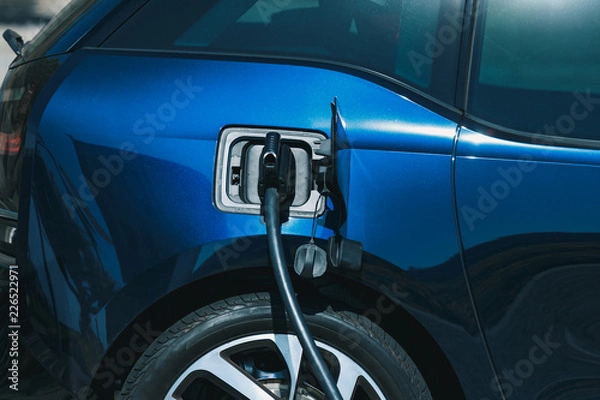 Fototapeta eletric car being charged