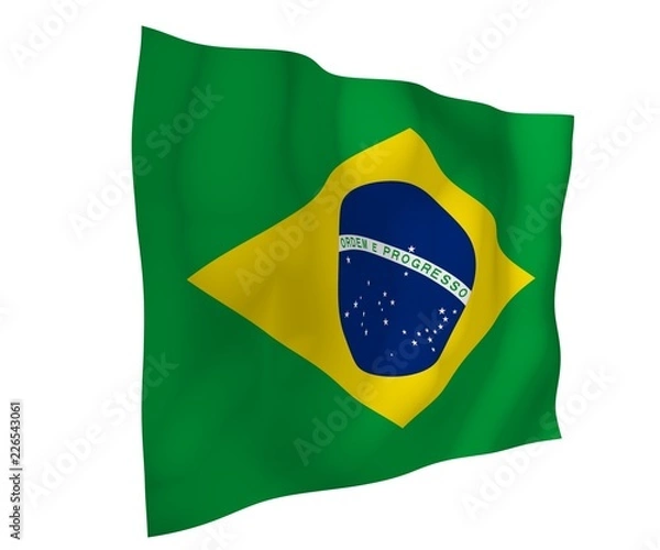 Obraz Waving flag of Brazil. Ordem e Progresso. Order and progress. Rio de Janeiro. South America. State symbol. 3D illustration