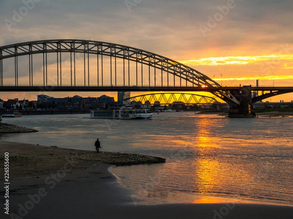 Fototapeta Nijmegen bridge during sunset