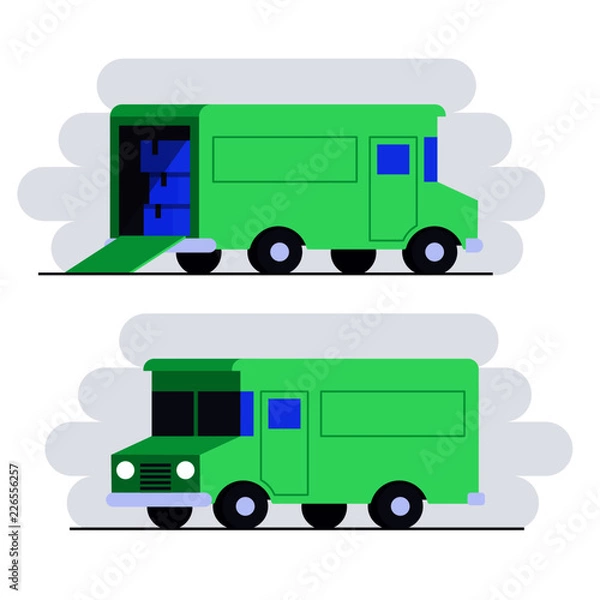 Fototapeta Vector delivery van, from both sides