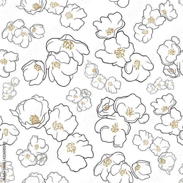 Fototapeta Black & Orange Flowers pattern