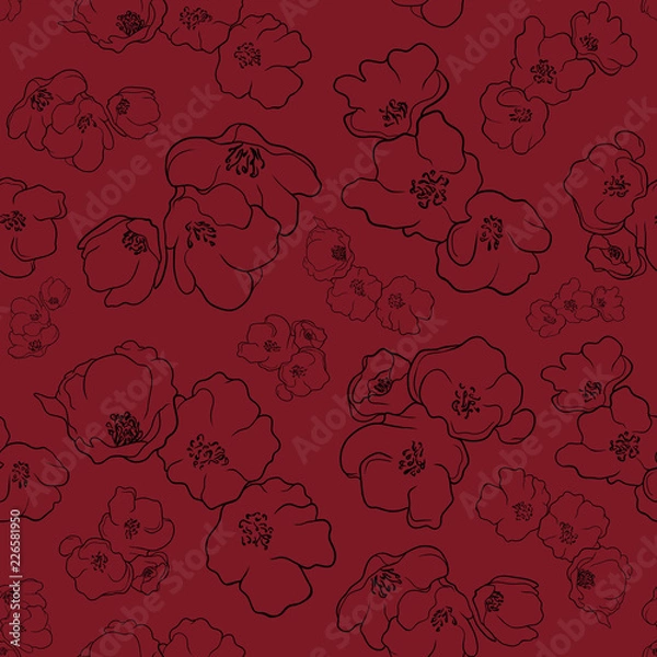 Fototapeta Flowers pattern Red background