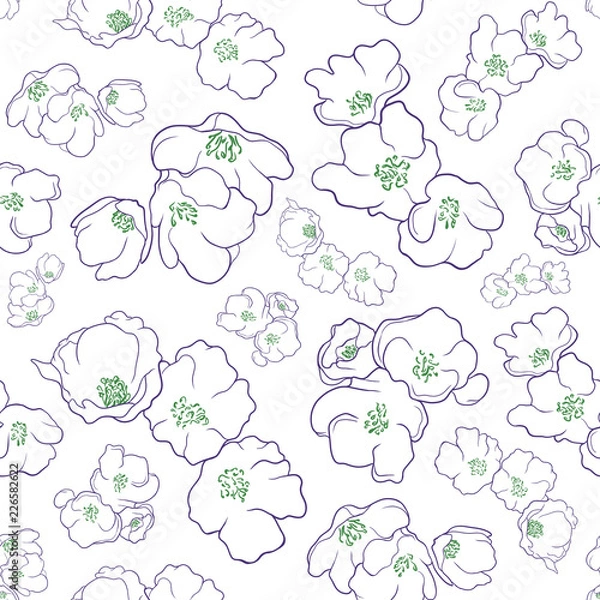 Fototapeta Purple & Green Flowers pattern