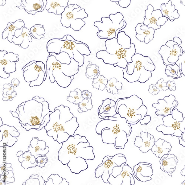 Fototapeta Purple & Orange Flowers pattern