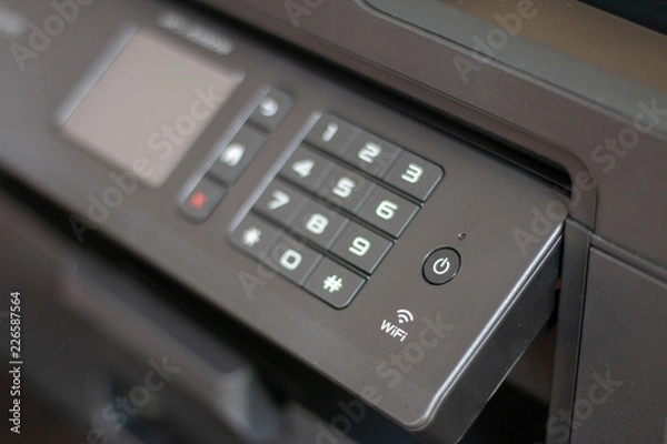 Fototapeta DE LIER, NETHERLANDS - AUGUST 28 2018: Close up of a  printer control panel
