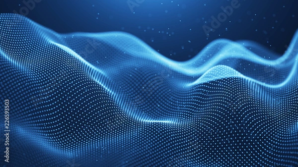 Fototapeta Data technology background. Abstract background. Connecting dots and lines on dark background. 3D rendering. 4k.