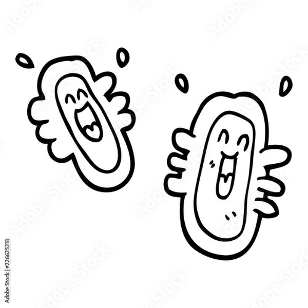 Fototapeta line drawing cartoon happy germs