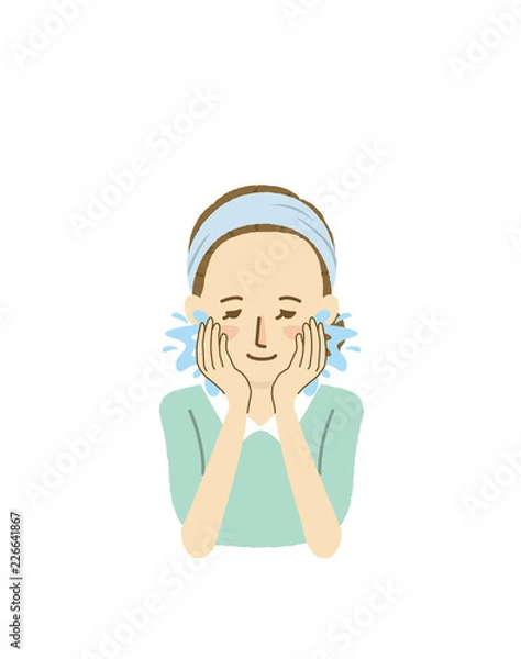 Fototapeta 女性　ポーズ　洗顔