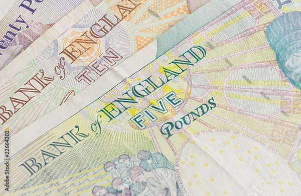 Obraz British five ten and twenty pound notes