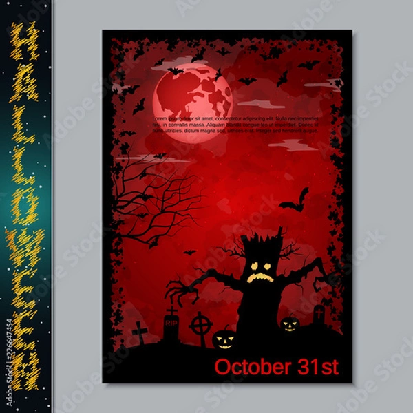 Obraz Halloween scary night flyer vector design template