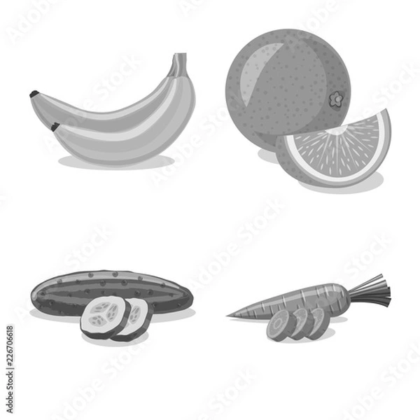 Obraz Vector illustration of vegetable and fruit icon. Set of vegetable and vegetarian stock vector illustration.