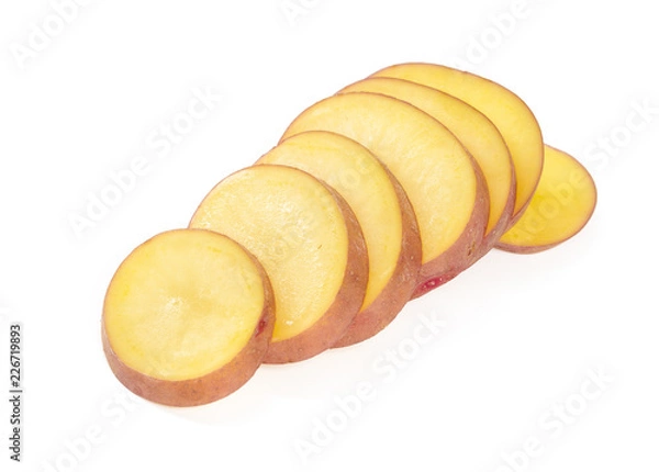 Fototapeta Sliced potatoes isolated on white background