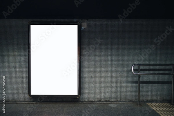 Fototapeta Light box display with blank space for advertisement. Subway mock-up design. Horizontal