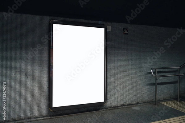 Fototapeta Light box display with blank space for advertisement. Subway mock-up design. 