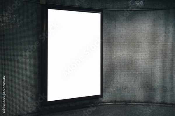 Fototapeta Metro light box display with blank space for advertisement. Mock-up design.