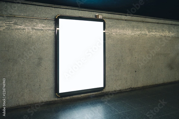 Fototapeta Metro light box with blank space for advertisement. Mock-up design.