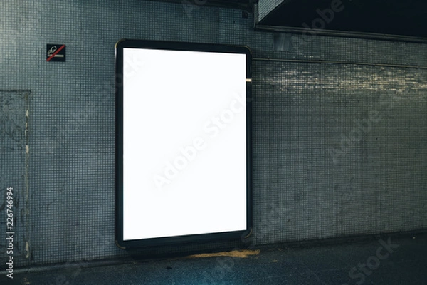 Fototapeta Advertisement light box with blank space. Mock-up design. Horizontal