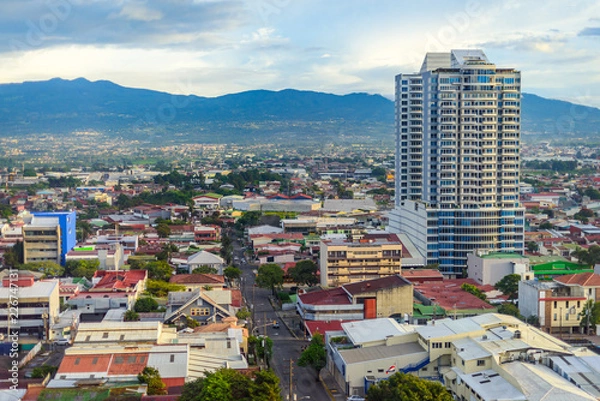 Obraz San Jose Costa rica capital city street view with mountains in the back