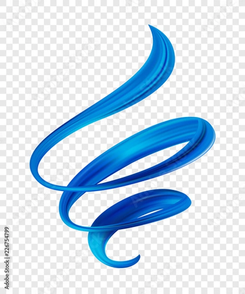 Fototapeta Vector illustration: 3d realistic blue brush stroke oil or acrylic paint shape. Liquid wave. Trendy design.