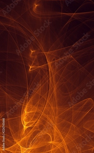 Fototapeta Abstract gold orange light and laser beams, fractals  and glowing shapes  multicolored art background texture for imagination, creativity and design.