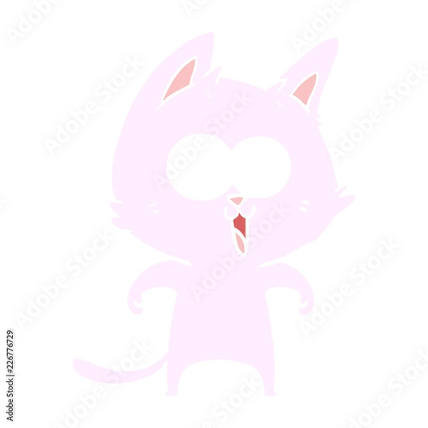 Obraz funny flat color style cartoon cat