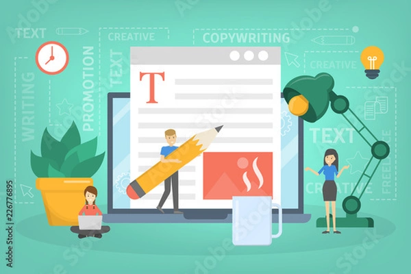 Fototapeta Koncepcja copywritera. Idea pisania tekstów, kreatywność