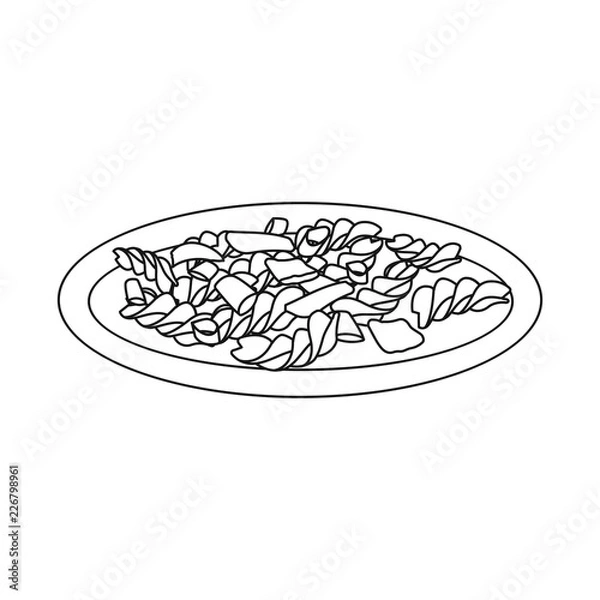 Fototapeta Vector design of pasta and carbohydrate icon. Set of pasta and macaroni stock symbol for web.