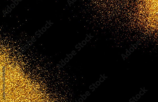 Fototapeta Black background with gold glitter in the corners.