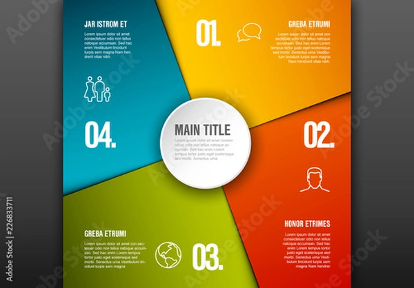Fototapeta Colorful 4 Section Infographic Layout