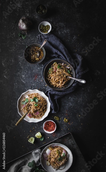 Obraz Pasta with curried breadcrumbs