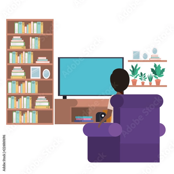 Obraz young man sitting in the livingroom avatar character