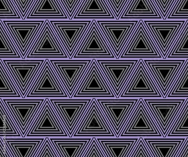 Fototapeta Background abstract composed of purple triangles n black background, seamless patterns, simple geometric shapes, optical illusion 3d effect, vector illustration