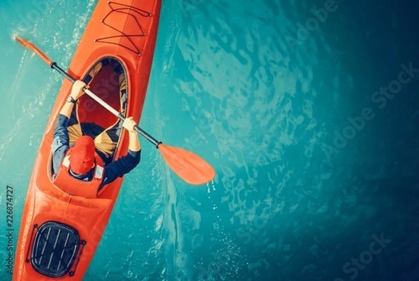 Fototapeta Kayaker Lake Tour Aerial