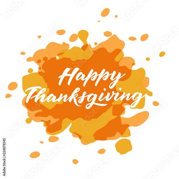 Obraz Thanksgiving poster. Vector illustration of hand-lettered thanksgiving greetings. Hand-lettered thanksgiving message with background. Decorative banner with hand-lettered thanksgiving message. EPS 10