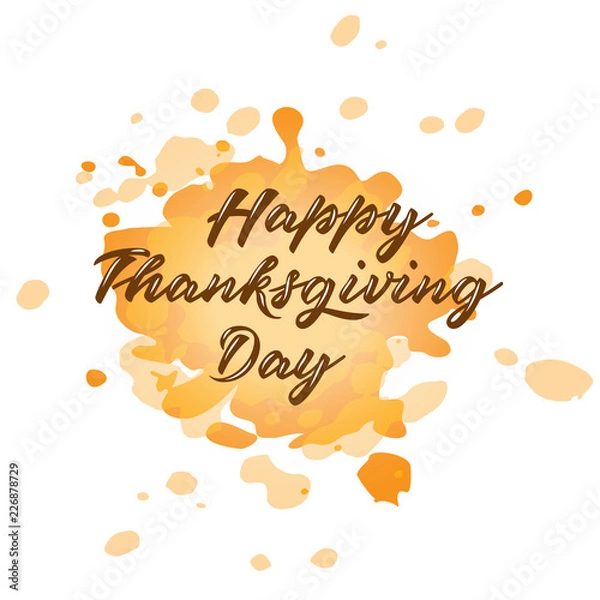 Obraz Thanksgiving poster. Vector illustration of hand-lettered thanksgiving greetings. Hand-lettered thanksgiving message with background. Decorative banner with hand-lettered thanksgiving message. EPS 10
