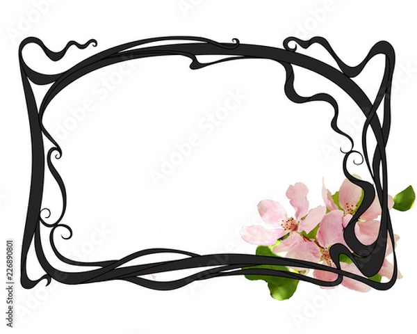 Obraz art nouveay frame with spring flowers