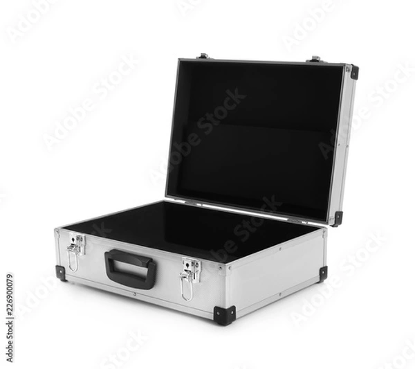 Obraz Open modern suitcase on white background