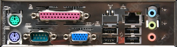 Obraz Back connection panel of computer