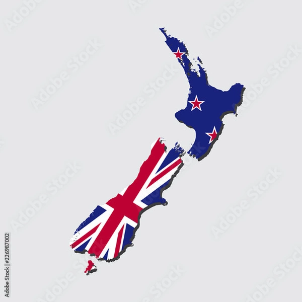 Obraz New Zealand Map Flag