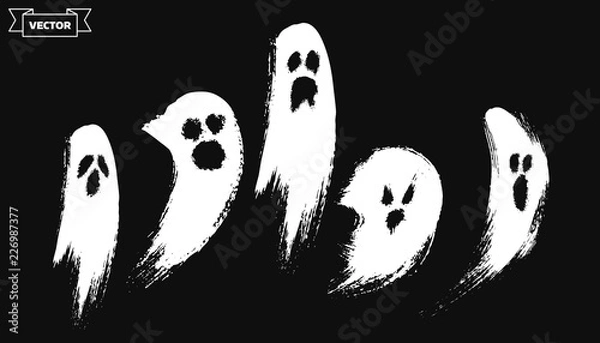 Fototapeta Zestaw strasznych duchów wyciągnąć rękę. Element projektu na Halloween. Ilustracji wektorowych.