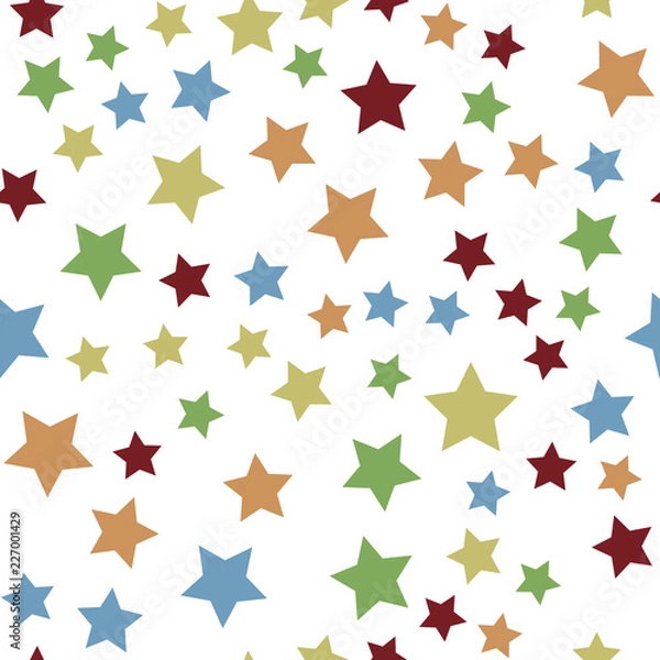 Fototapeta Stars and night sky Christmass Seamless vector EPS 10. Flat geometric pattern texture. Multicolor abstract background for print and textile
