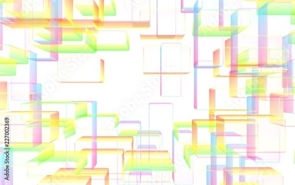 Obraz Colorful abstract digital and technology background. The pattern with repeating rectangles. 3D illustration