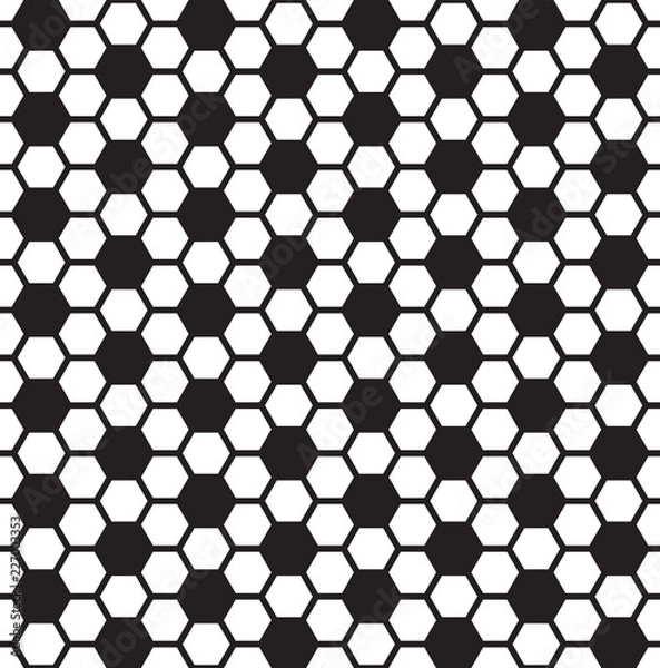 Fototapeta Seamless hexagonal honeycomb pattern texture background. Black and white hexagon pattern.