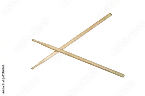 Obraz Two drumsticks isolated over white with clipping path