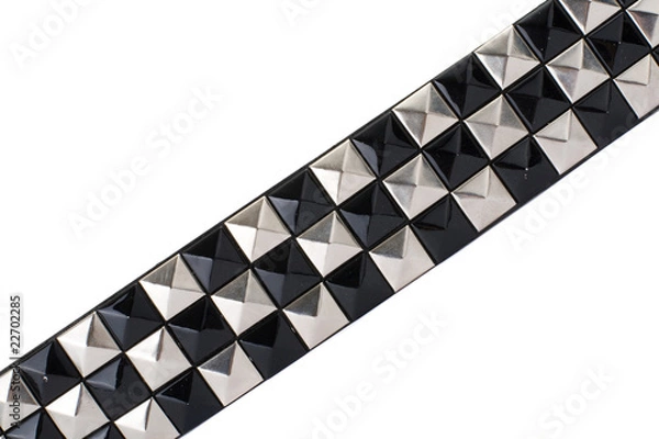 Obraz Black Leather Belt with Chrome Studs