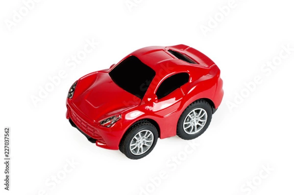 Obraz Czerwony samochodzik na białym tle