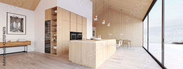 Obraz nowy nowoczesny skandynawski loft. Renderowanie 3d
