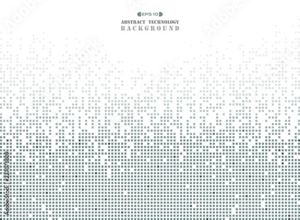 Fototapeta Abstract of futuristic technology in dark gray square pattern pixel background.
