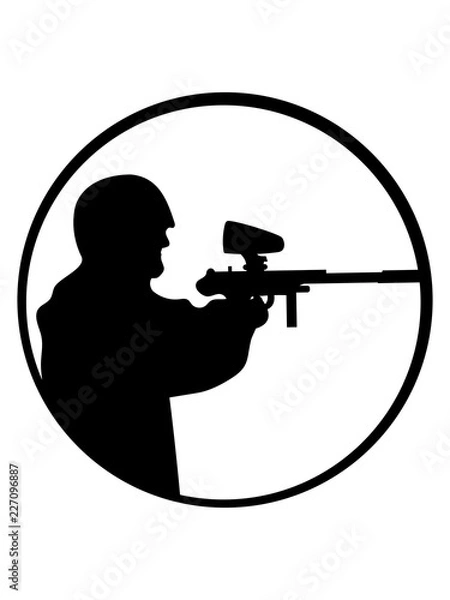 Fototapeta schwarz rund kreis logo ballern paintball helm zielen spaß sport verein schießen treffer shooter farbball soldat kämpfer team waffe design cool