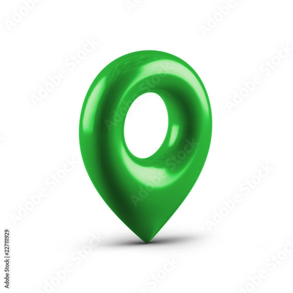 Fototapeta Green map pointer with a icon